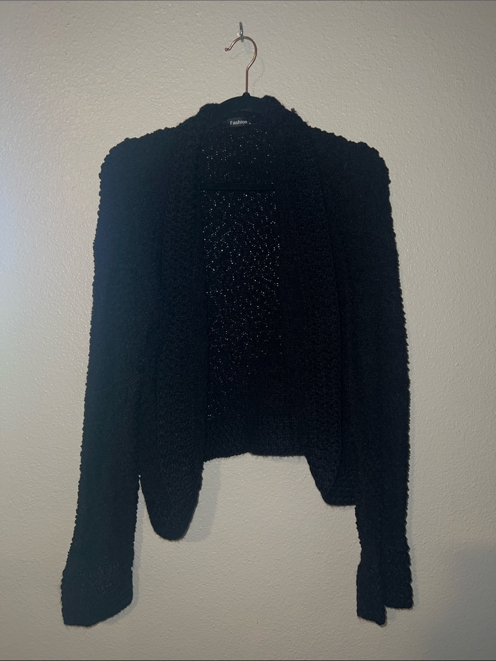 Fashion Brand Company Black Plush Open-Front Cardigan